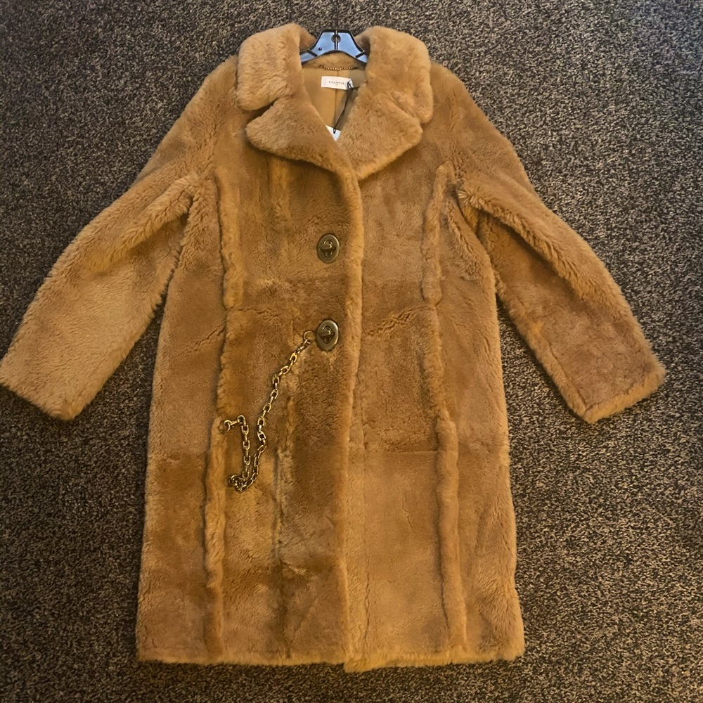 Coach Long Shearling Coat